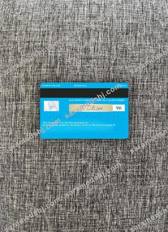 United Kingdom Weststein bank visa card photolook back